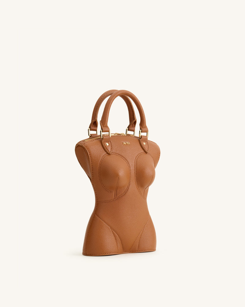 Tara Sculpted Handle Bag - Brown