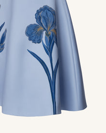 Iris Embroidered Strapless A-Line Midi Dress - Dusty Blue