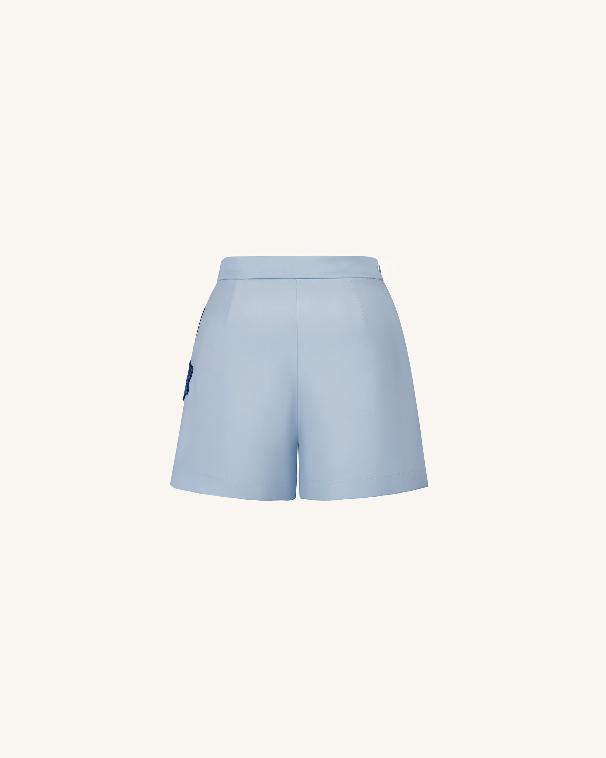 Iris Embroidered Tailored Shorts - Light Blue