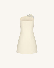 Slipper Orchid Appliqué Mini Dress - Ivory/Blue