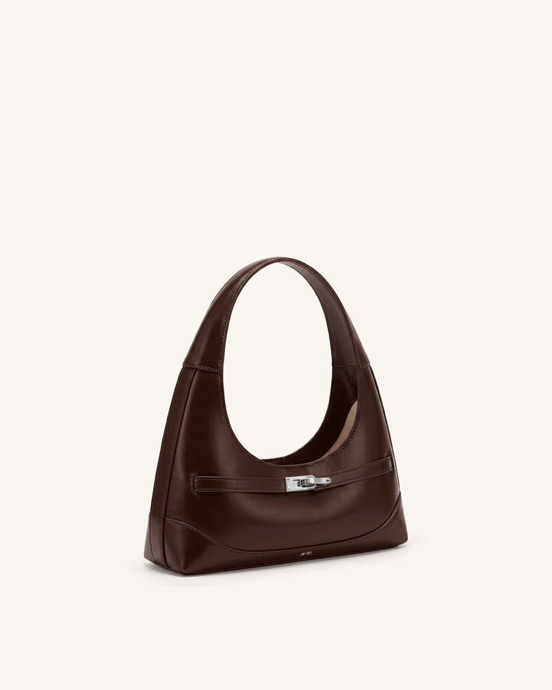 Noelle Belted Shoulder Bag - Dark Brown