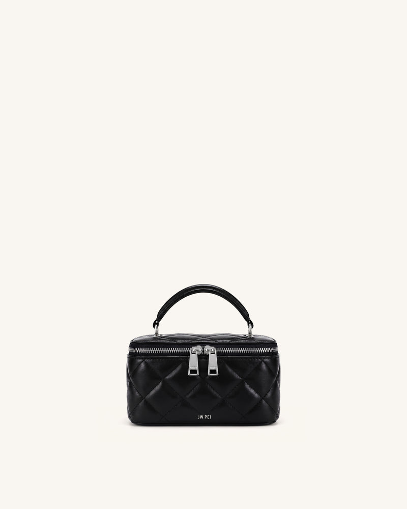 Vivienne Quilted Vanity Top Handle Bag - Black