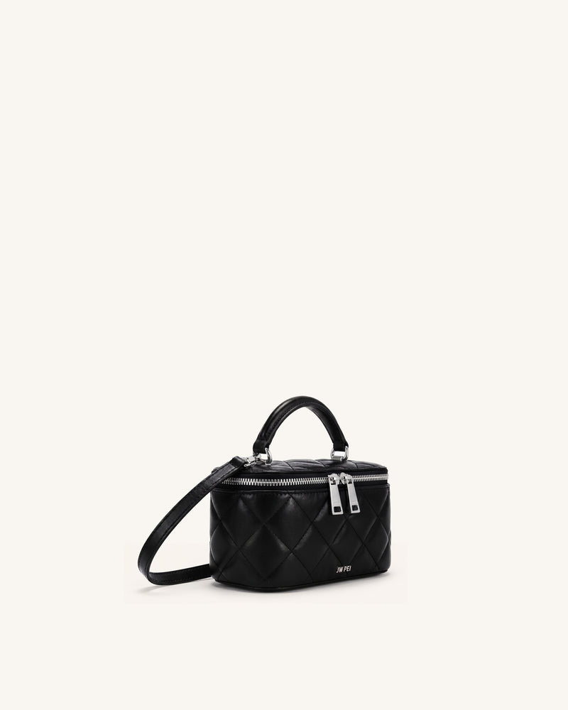 Vivienne Quilted Vanity Top Handle Bag - Black