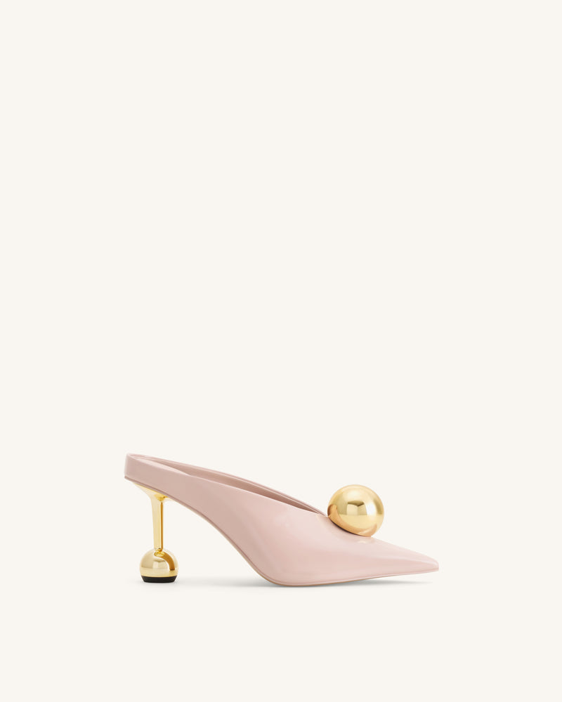 Sofia Angled Vamp Heel Mules - Dusty Pink
