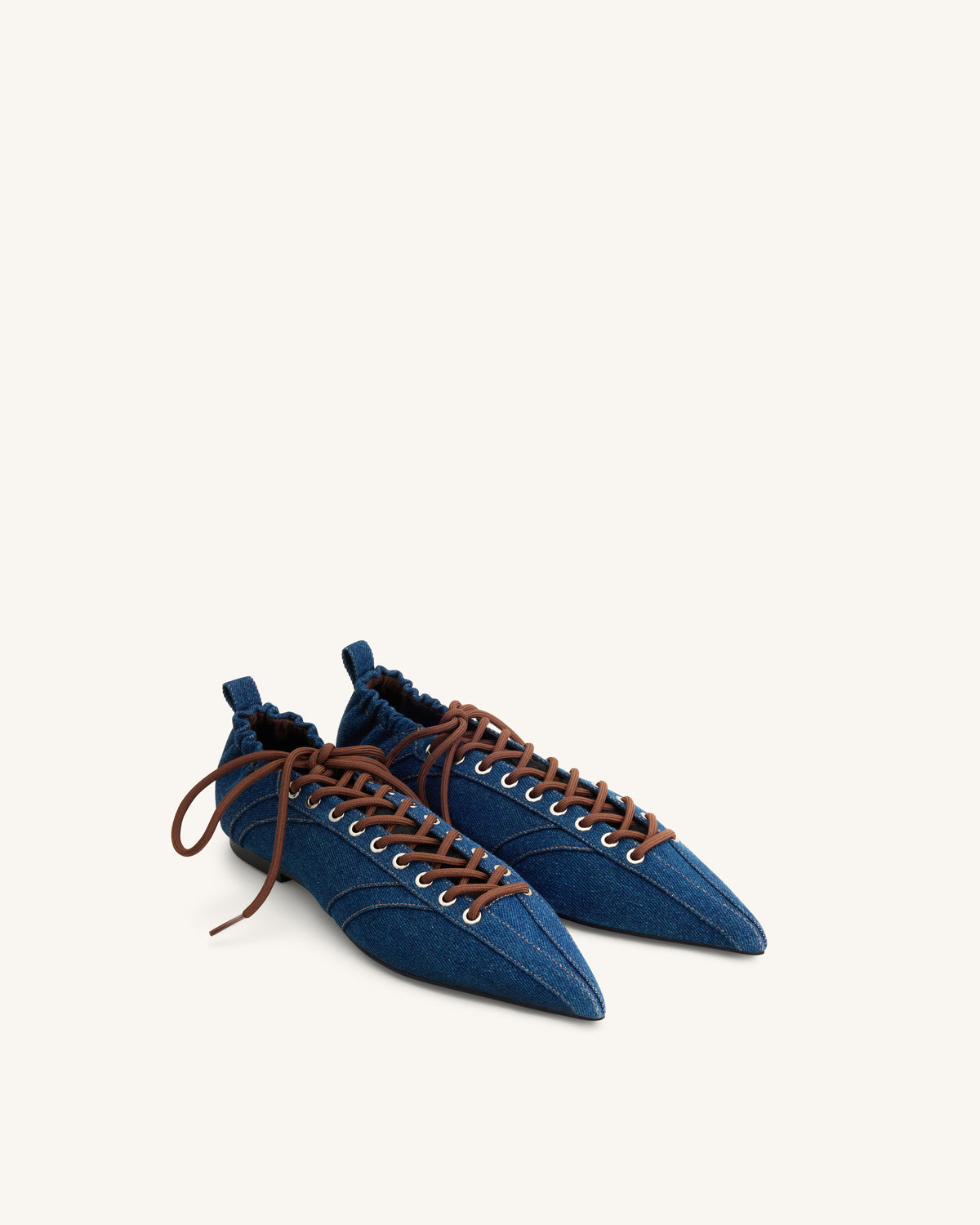 Ava Lace-Up Flats - Denim Blue