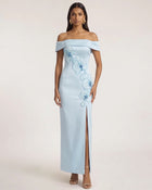 Orchid Embroidered Off-Shoulder Maxi Dress - Blue