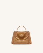 Rhea Small Double Buckle Shoulder Bag - Light Brown Croc