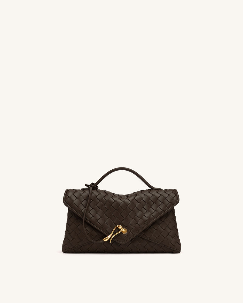 Celeste Woven Envelope Bag - Dark Brown