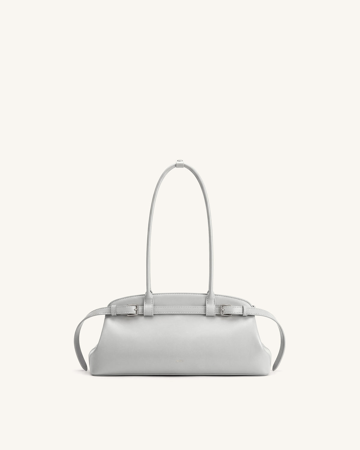 Arden Belt Detail East-West Shoulder Bag - Light Grey