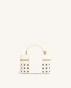Cleo Woven Box Shape Top Handle Bag - Warm White