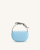 Ione Woven Leopard Shaped Top Handle Bag - Light Blue