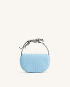 Ione Woven Leopard Shaped Top Handle Bag - Light Blue