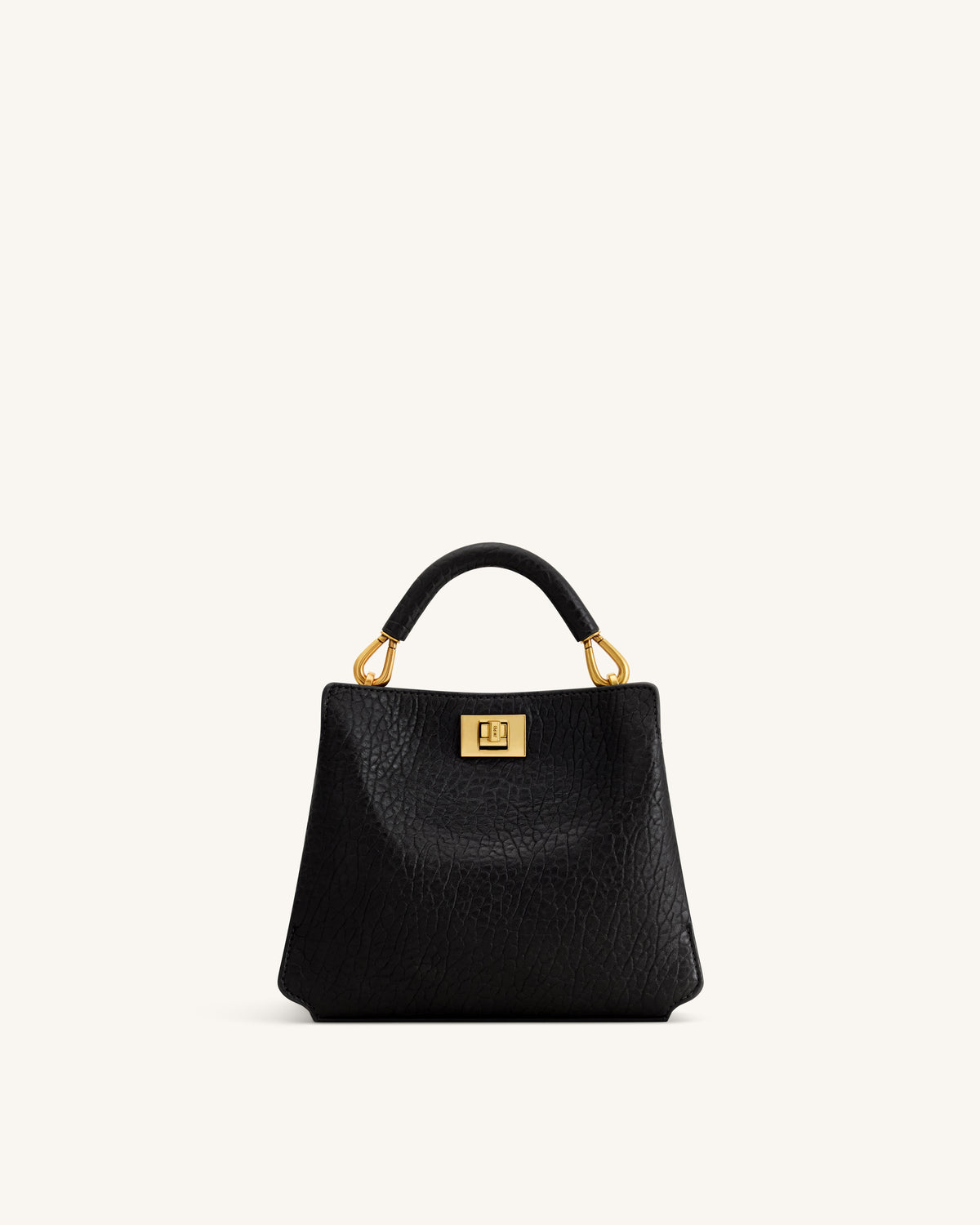 Lucia Elephant-Effect Top Handle Bag - Black
