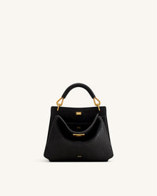 Lucia Elephant-Effect Top Handle Bag - Black