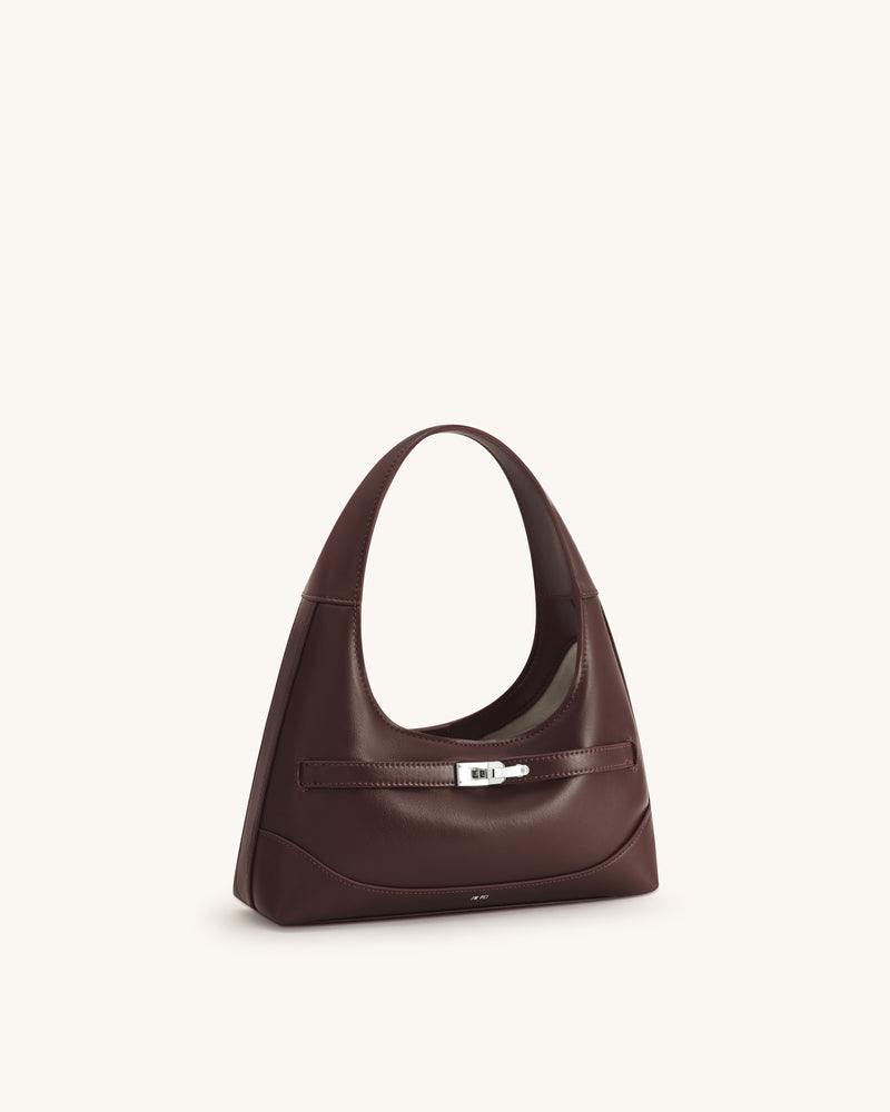 Noelle Belted Shoulder Bag - Dark Brown
