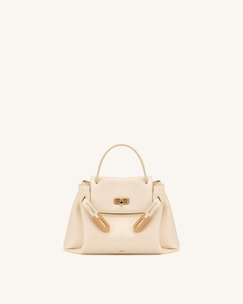 Rhea Small Pebbled Double Buckle Shoulder Bag - White