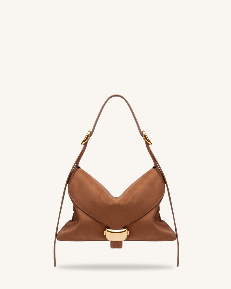 Sienna Faux Suede Hobo Bag - Brown