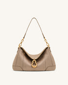 Jayla Faux Suede Metal Pendant Embellished Shoulder Bag - Grey