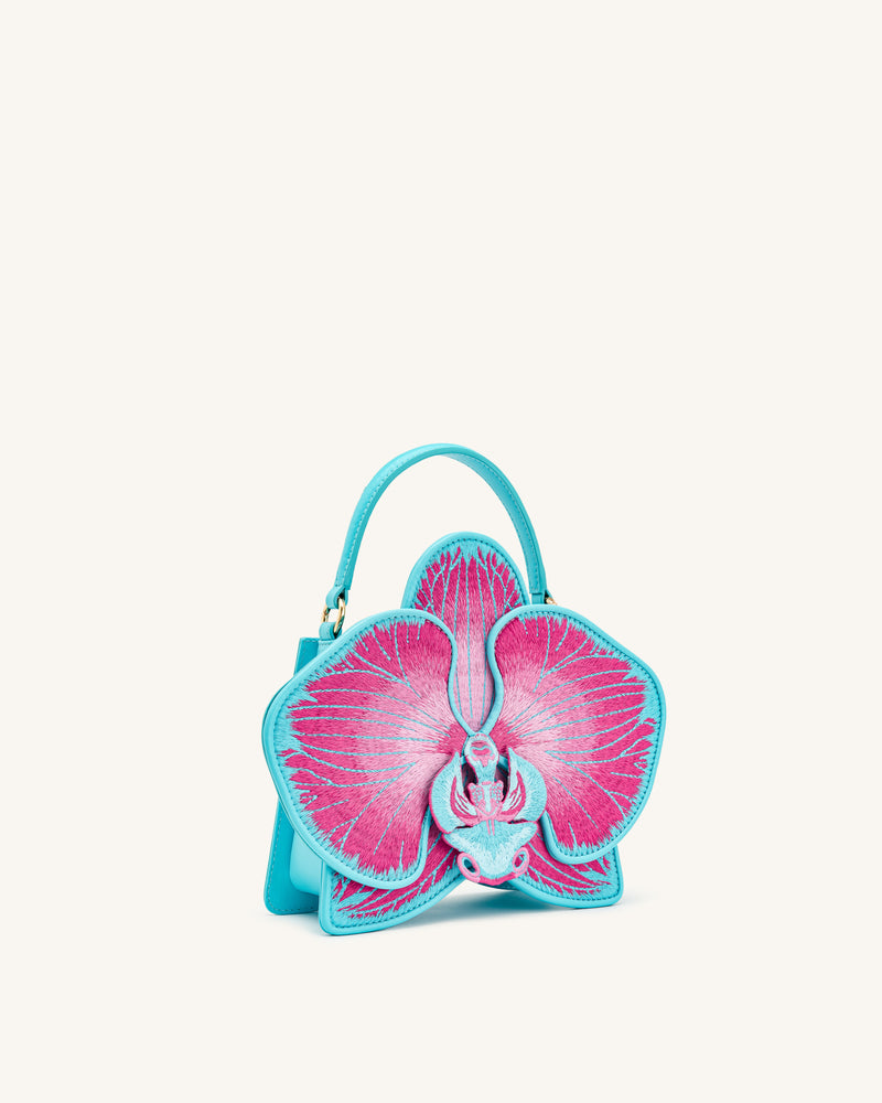 Flora Orchid Shaped Top Handle Bag - Pink Blue