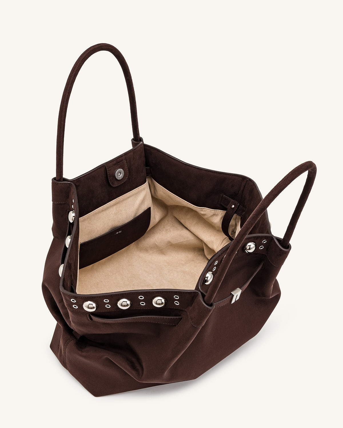 Hana Large Faux Suede Tote Bag - Deep Brown