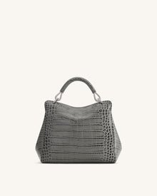 Lucia Classic Top Handle Bag - Grey Croc