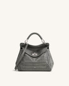 Lucia Classic Top Handle Bag - Grey Croc