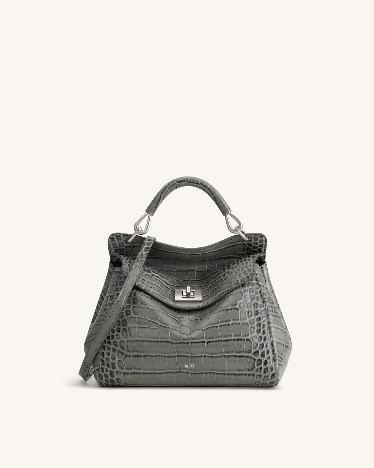 Lucia Classic Top Handle Bag - Grey Croc