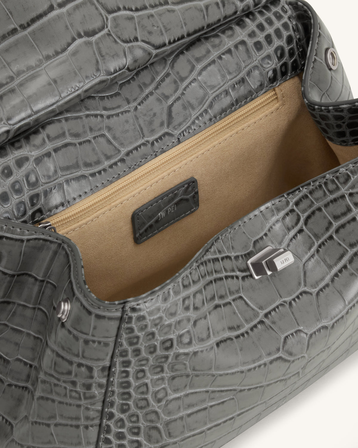 Lucia Classic Top Handle Bag - Grey Croc