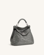 Lucia Classic Top Handle Bag - Grey Croc