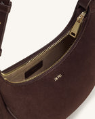 Sharon Faux Suede Crossbody Bag - Coffee Brown
