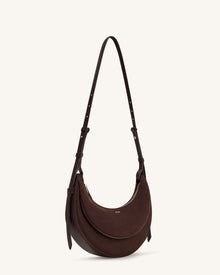 Sharon Faux Suede Crossbody Bag - Coffee Brown
