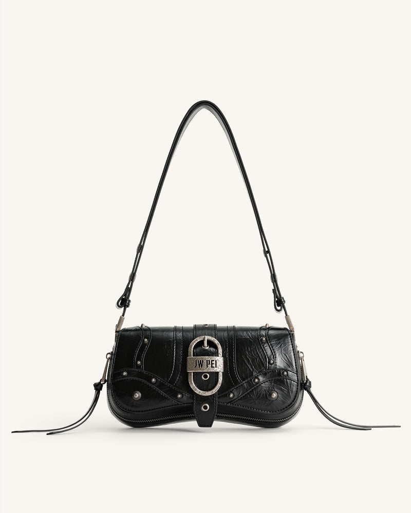 Joy Crushed Shoulder Bag - Black