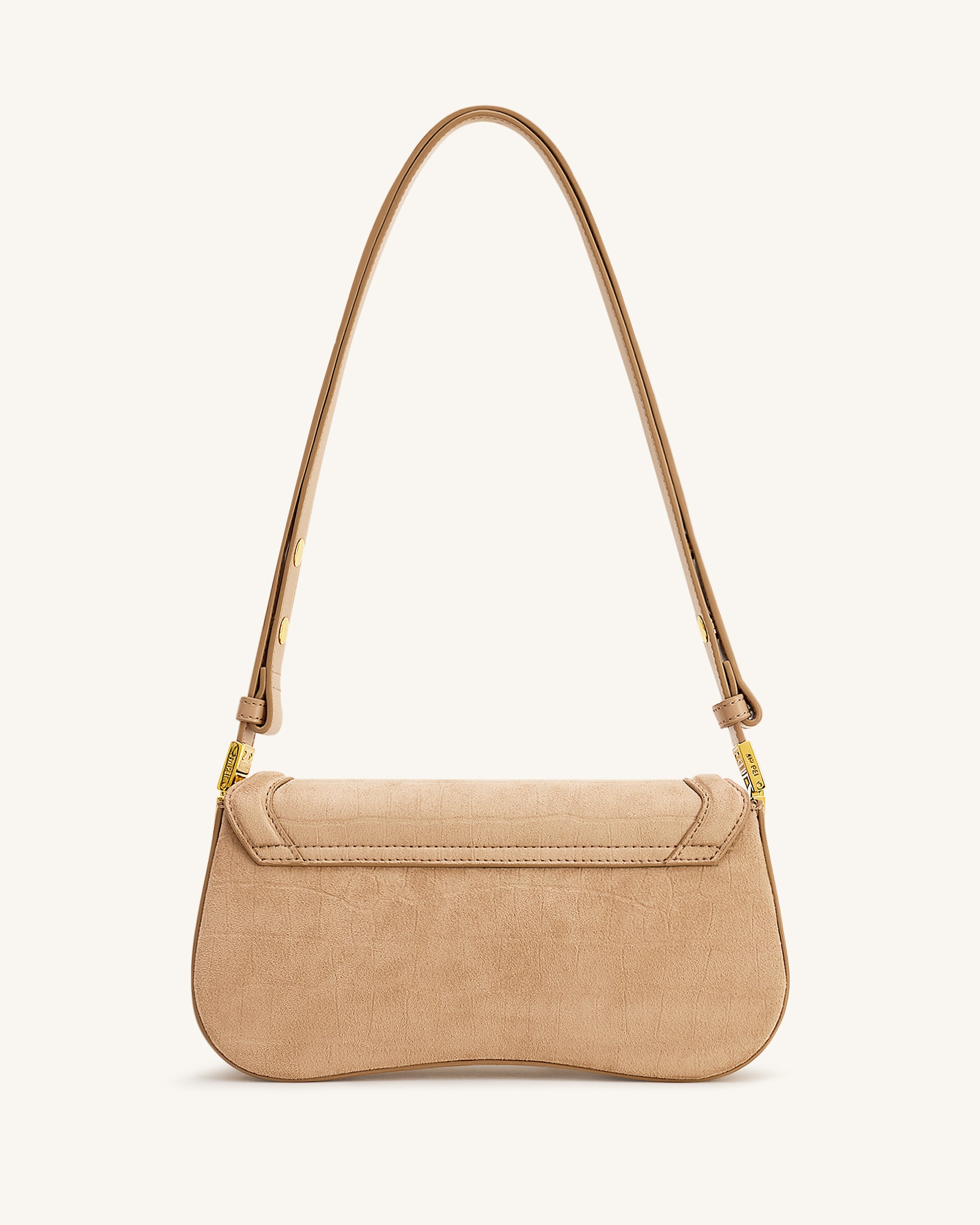 Joy Croc-Embossed Faux Suede Shoulder Bag - Beige