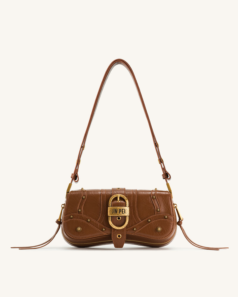 Joy Crushed Shoulder Bag - Brown