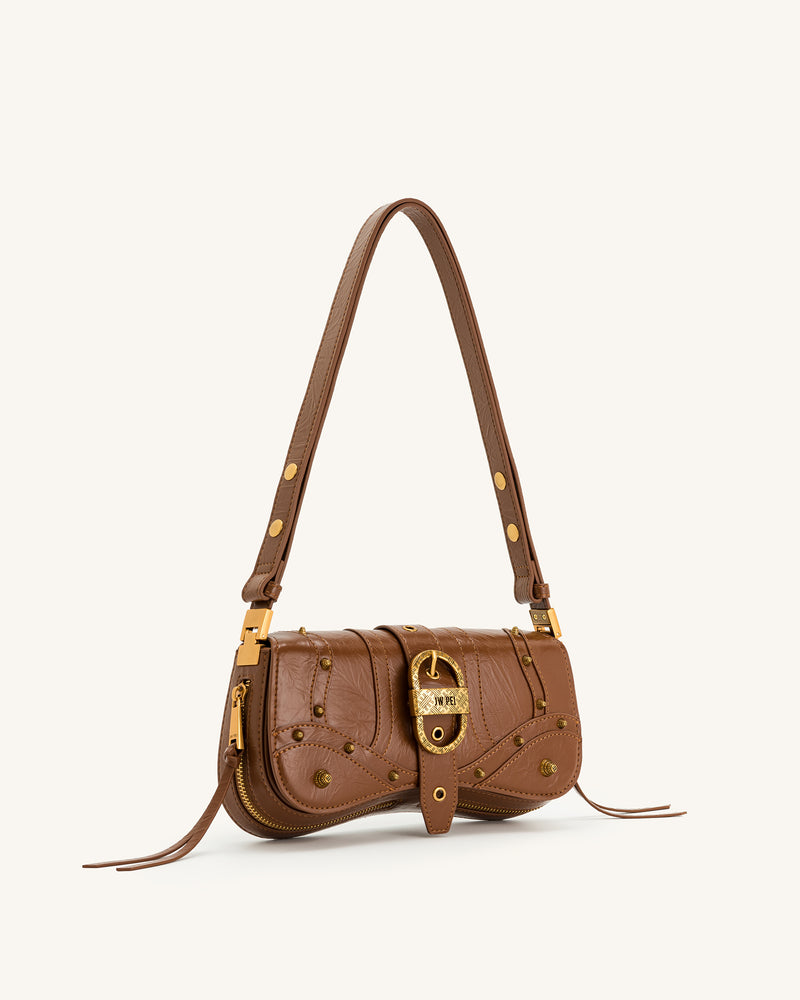 Joy Crushed Shoulder Bag - Brown