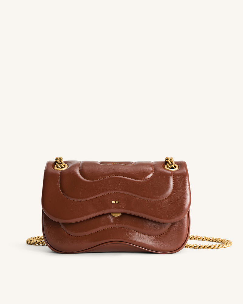 Tina Quilted Chain Crossbody - Brown