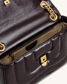 Tina Quilted Chain Crossbody - Deep Claret Brown