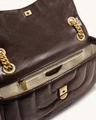 Tina Quilted Chain Crossbody - Deep Claret Brown