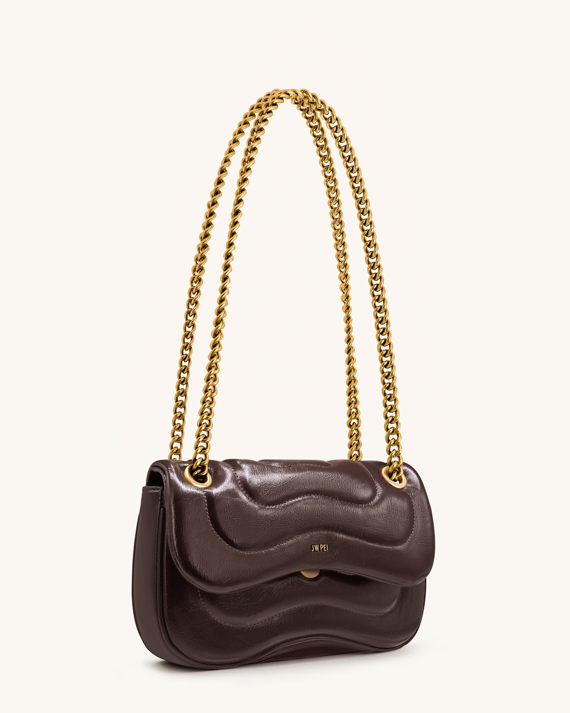 Tina Quilted Chain Crossbody - Deep Claret Brown