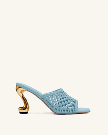 Hannah Woven Heel Mules -  Blue
