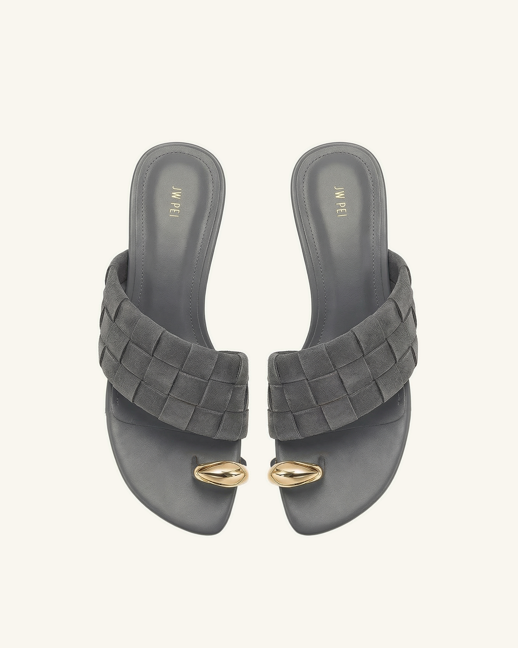 Ava Woven Toe Sandals - Dark Grey