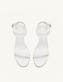 Alivia Gold Metal Heel Sandals - White