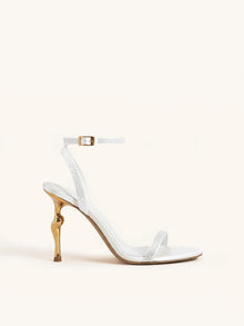 Alivia Artifical Crystal Heel Sandals - White