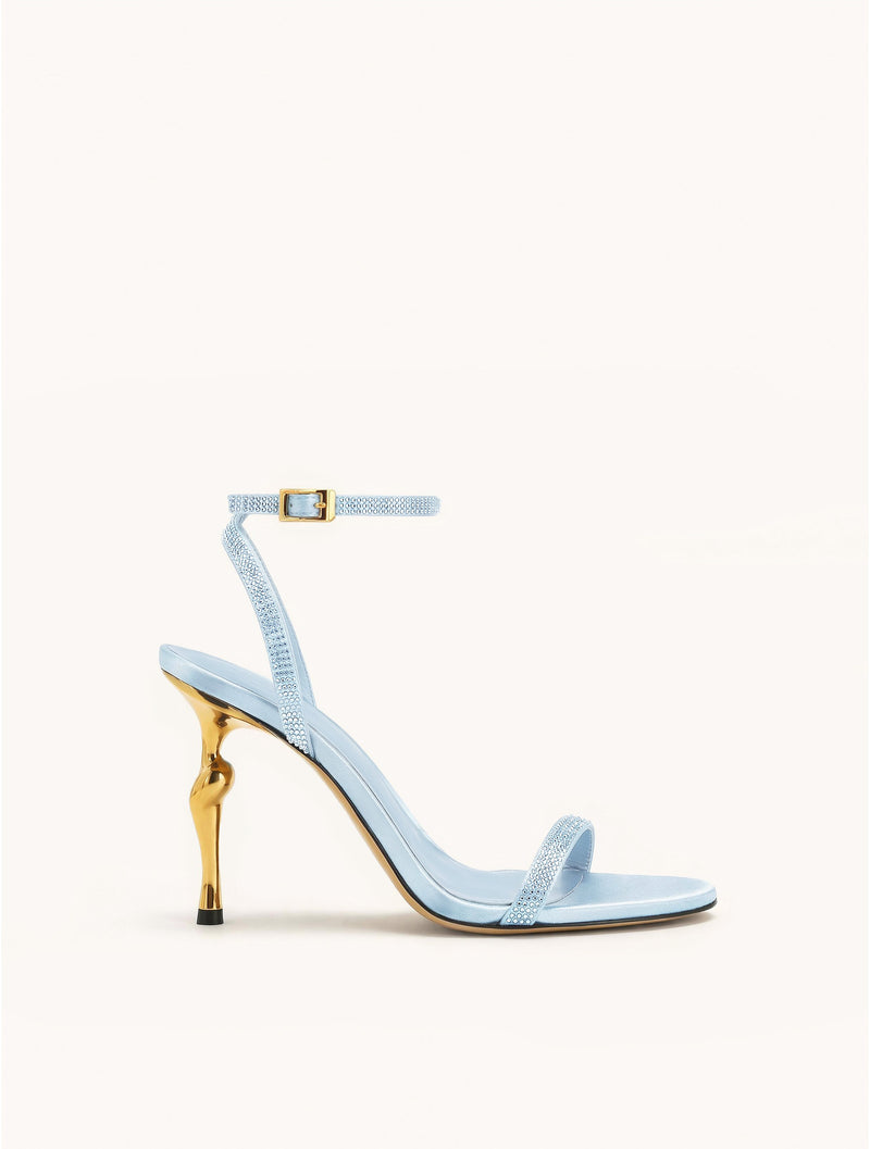 Alivia Artifical Crystal Heel Sandals - Light Blue