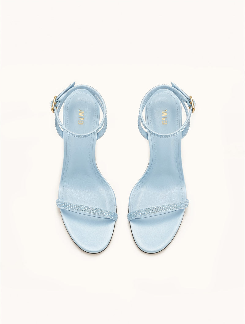 Alivia Artifical Crystal Heel Sandals - Light Blue