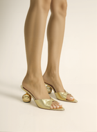 Ellie Sphere Heel Mules - Gold