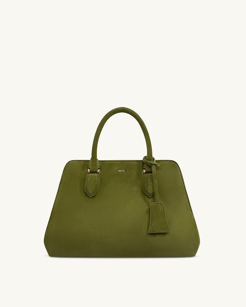 Lara Faux Suede Tote Bag - Dark Olive