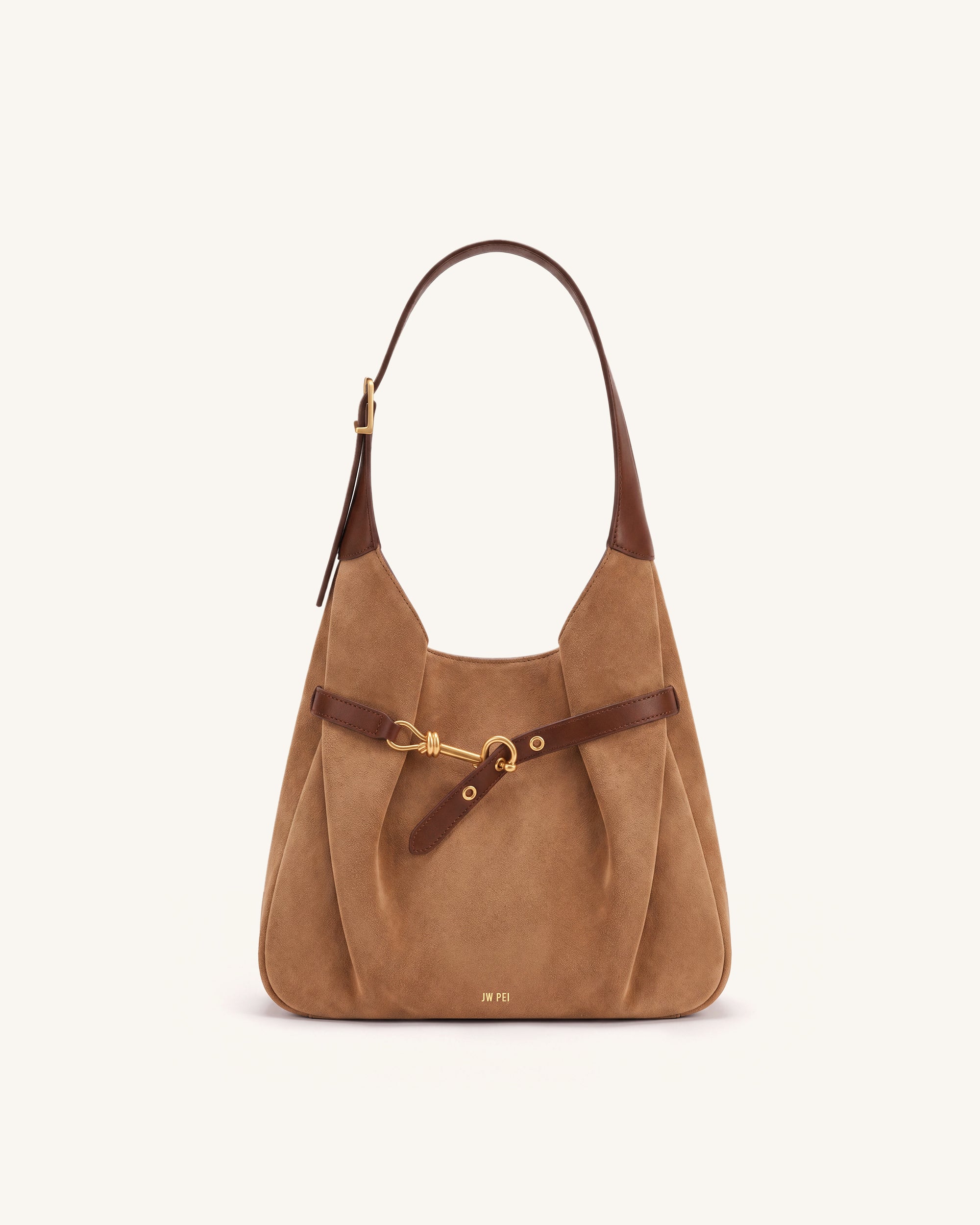 Alina Faux Suede Hobo Bag - Mocha Brown
