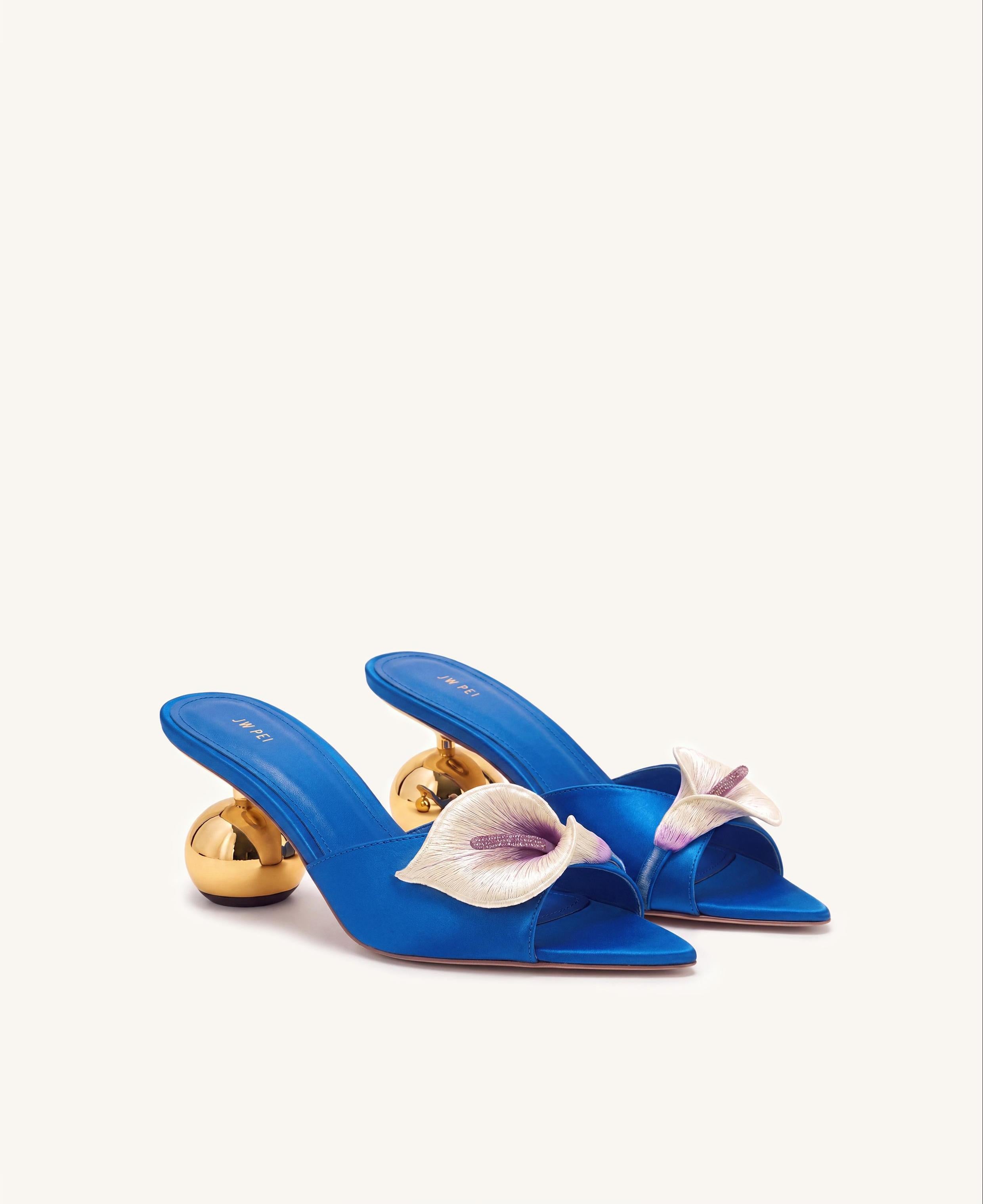 Bianca Calla Lily Sphere Heel Mules - Royal Blue