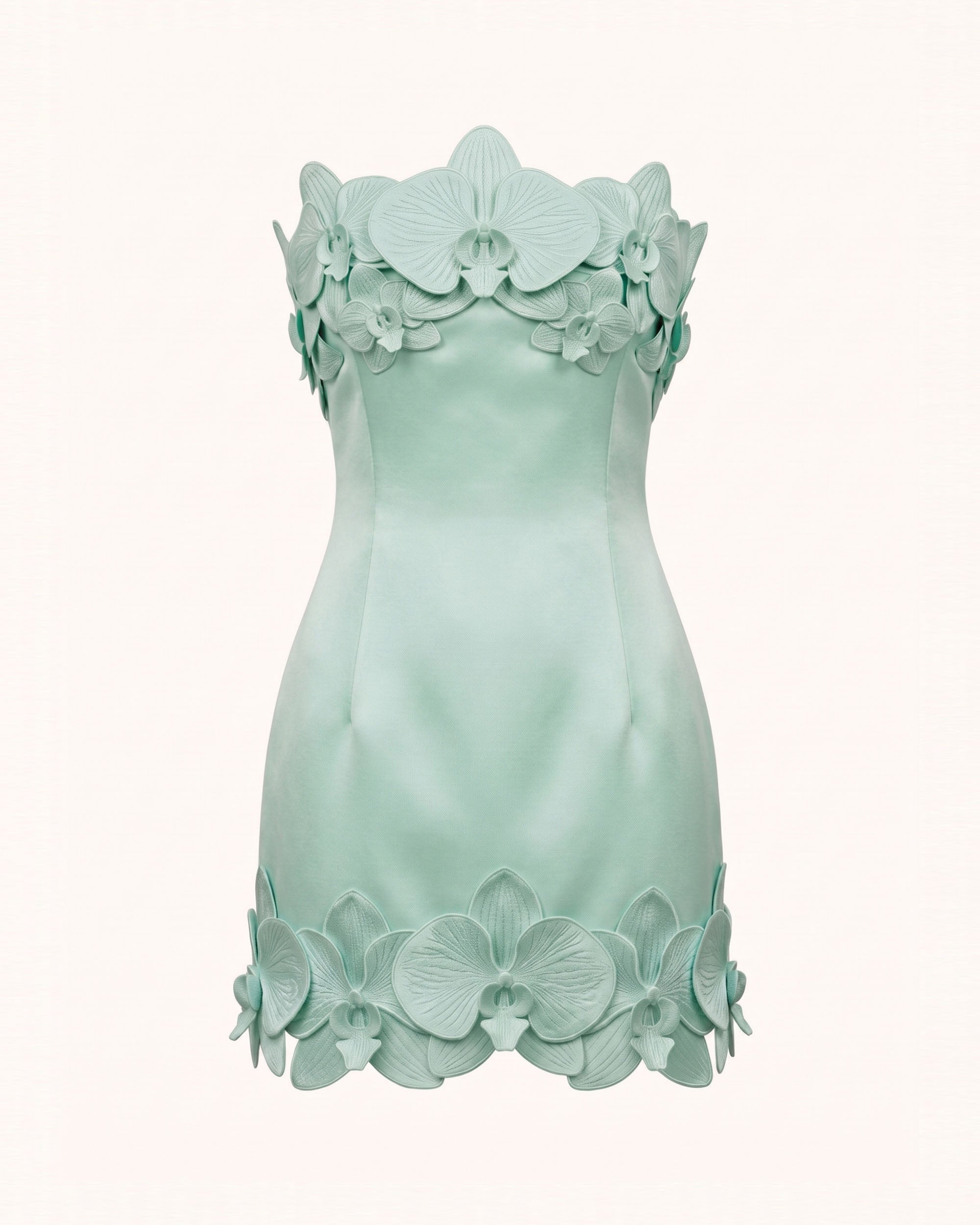 Orchid Trim Strapless Mini Dress - Mint